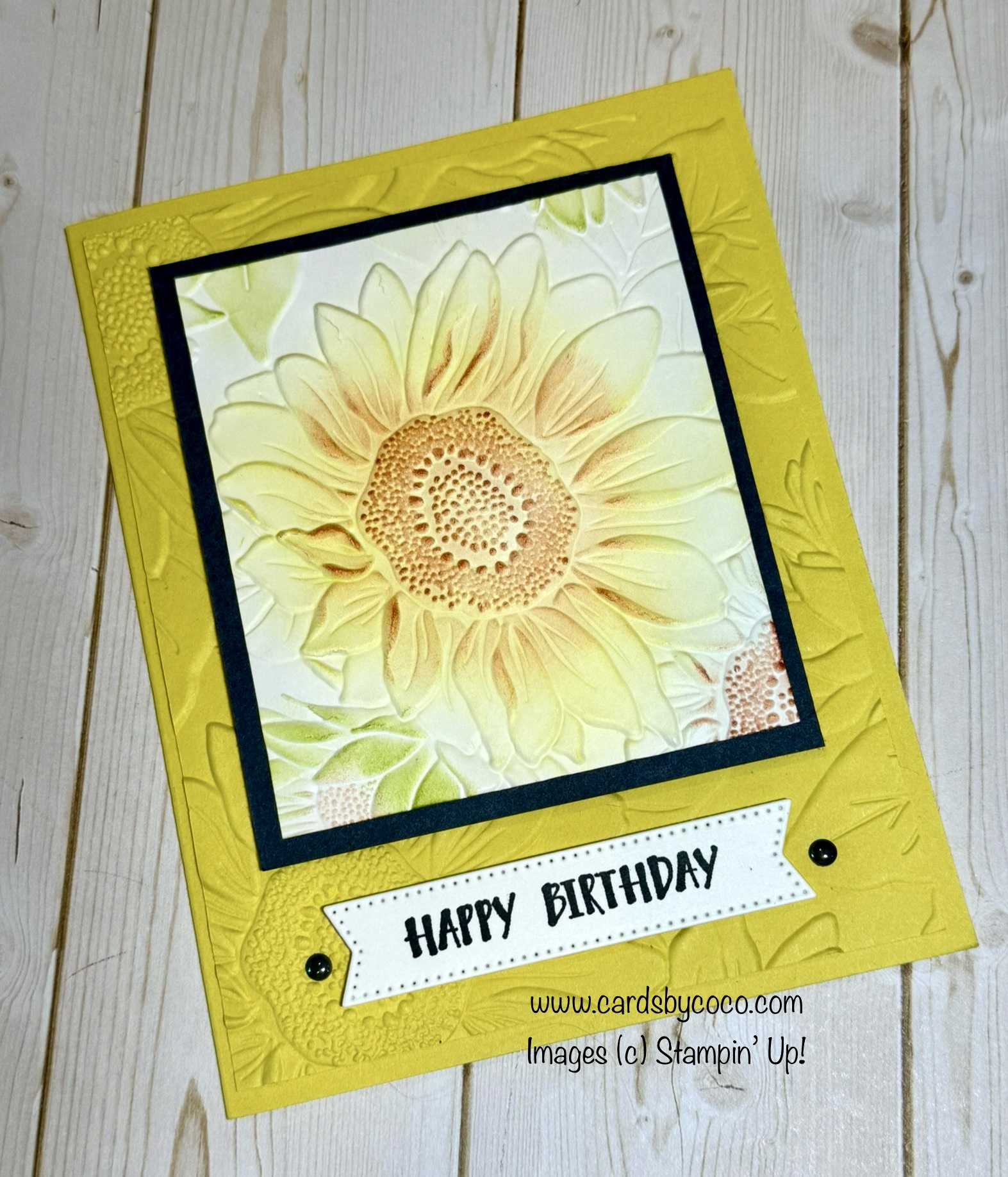 Sunflower 3D Embossing Folder Handmade Birthday Card - cardsbycoco